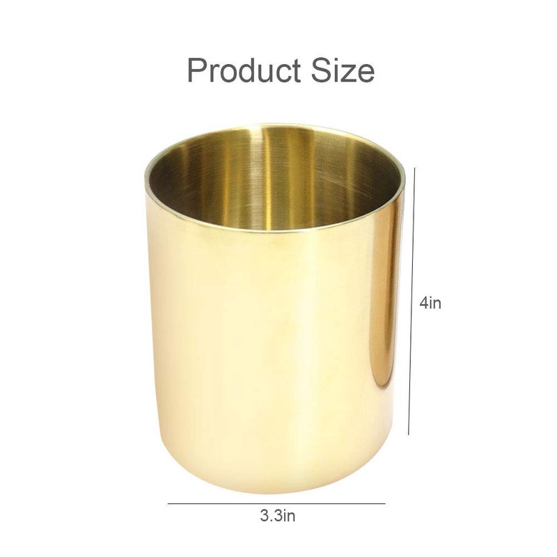MultiBey Gold Pencil Holder Cup, Luxury Pen Holder Metal Organizer Small Vase, Desk Accessory for Office Home - Image 2